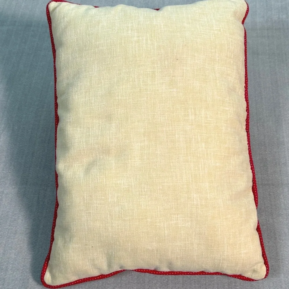 Christmas Santa Pillow Holiday Decor Embroidered Applique Red Festive Winter
